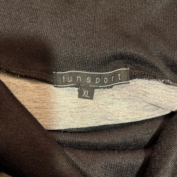 Funsport Black/Burgundy/Grey Geometric Print Cowl Neck Knit Tunic Top - Picture 3 of 11